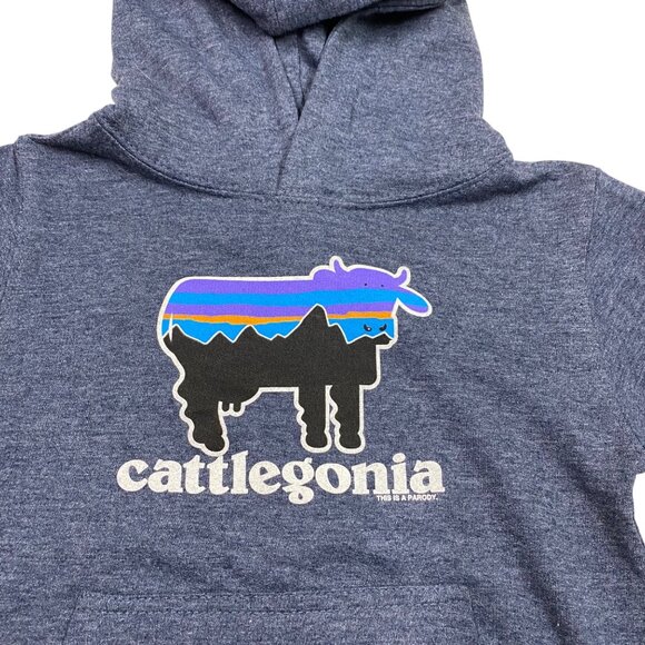 Cattlegonia Parody Kids Hoodie By Fleece Factory Sz 6 Blue Cotton/Polyester - Picture 2 of 7